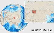 Shaded Relief Location Map of Hovd, within the entire country