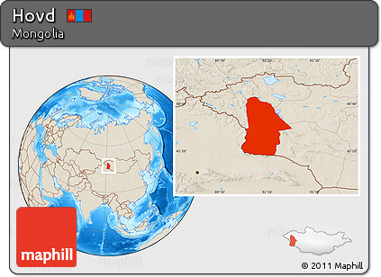 Shaded Relief Location Map of Hovd