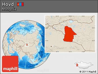 Shaded Relief Location Map of Hovd