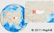 Shaded Relief Location Map of Hovd, highlighted country, within the entire country
