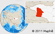 Shaded Relief Location Map of Hovd, highlighted country