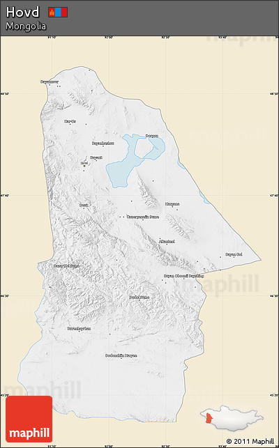 Classic Style Map of Hovd, single color outside