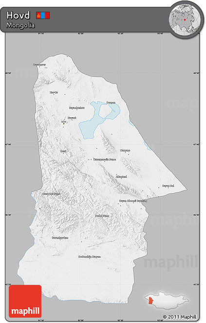Gray Map of Hovd, single color outside