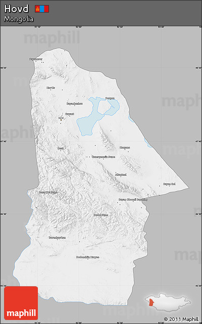 Gray Map of Hovd, single color outside