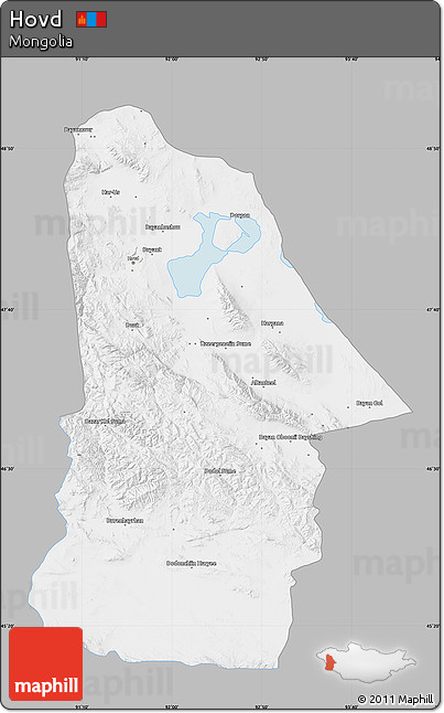 Gray Map of Hovd, single color outside