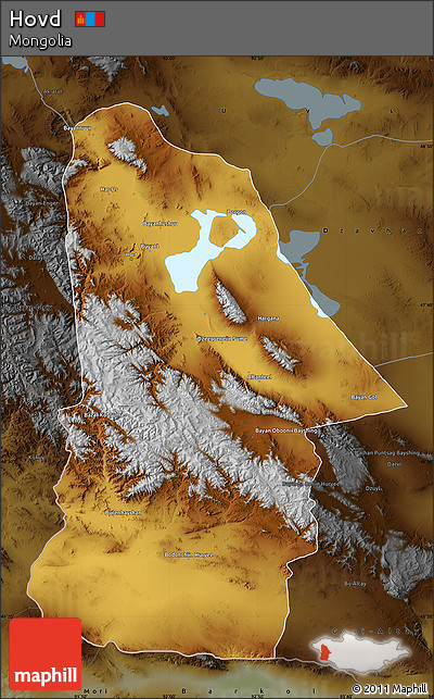 Physical Map of Hovd, darken