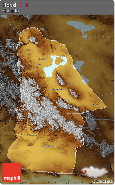 Physical Map of Hovd, darken