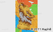 Physical Map of Hovd, political outside