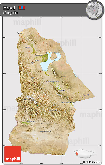 Satellite Map of Hovd, cropped outside