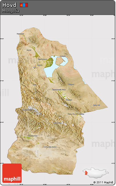Satellite Map of Hovd, cropped outside