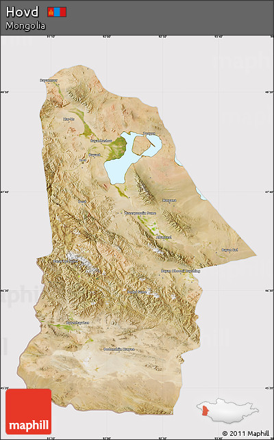 Satellite Map of Hovd, cropped outside