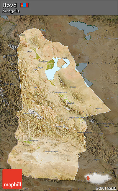 Satellite Map of Hovd, darken