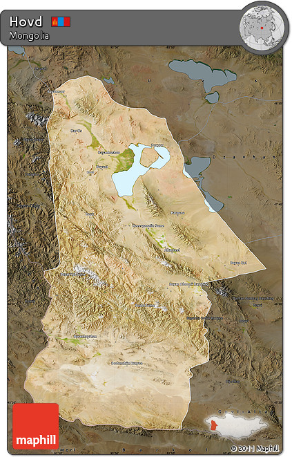 Satellite Map of Hovd, darken