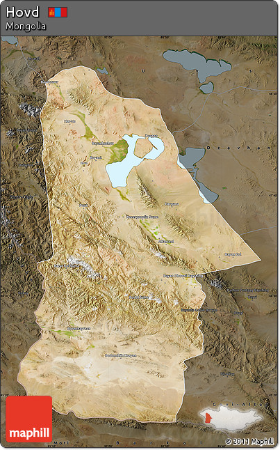 Satellite Map of Hovd, darken