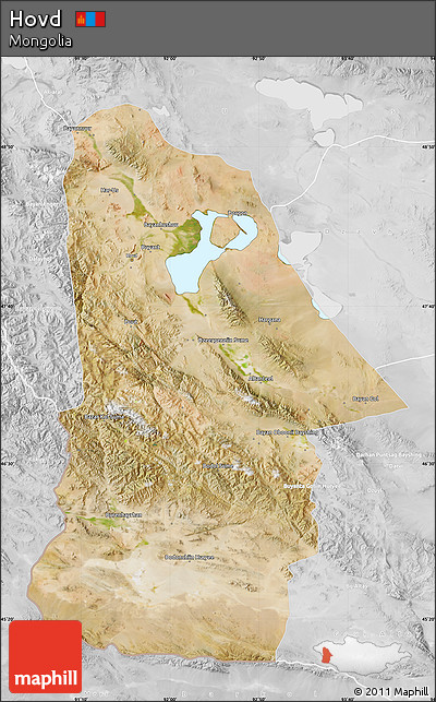 Satellite Map of Hovd, lighten, desaturated