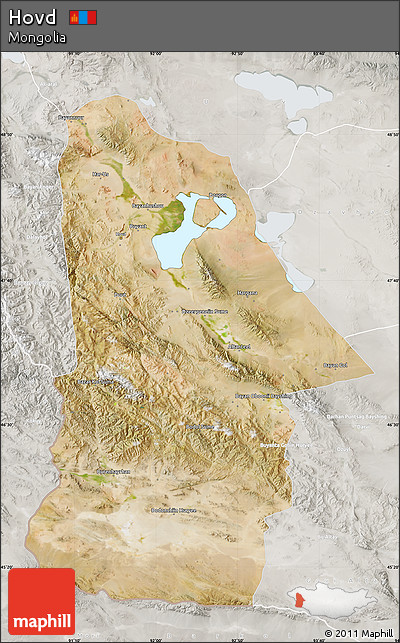 Satellite Map of Hovd, lighten, semi-desaturated