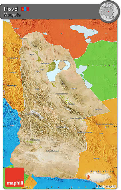 Satellite Map of Hovd, political outside