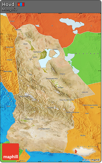 Satellite Map of Hovd, political outside