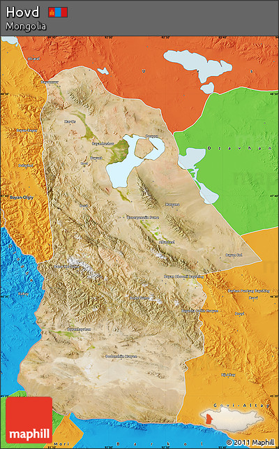Satellite Map of Hovd, political outside
