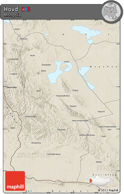 Shaded Relief Map of Hovd