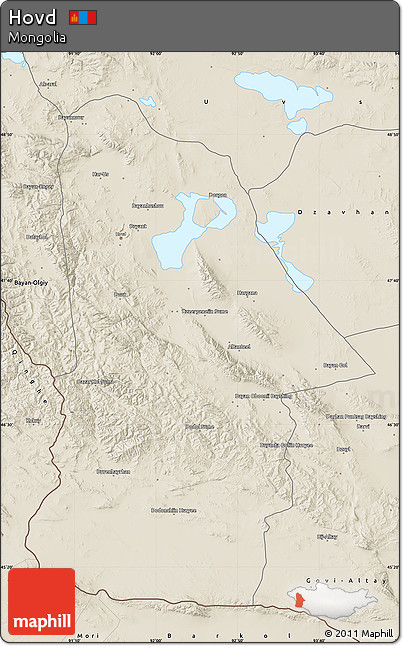 Shaded Relief Map of Hovd