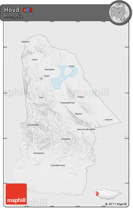 Silver Style Map of Hovd, single color outside