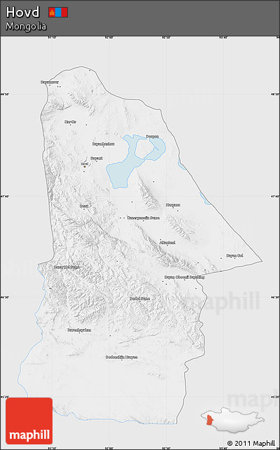 Silver Style Map of Hovd, single color outside
