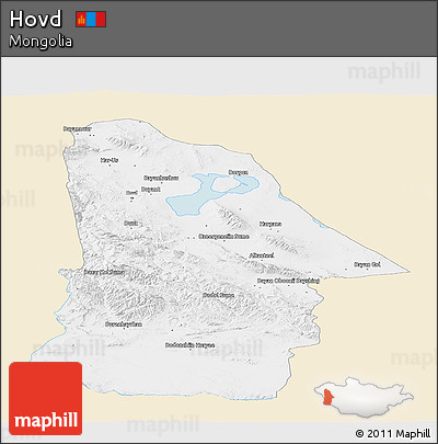Classic Style Panoramic Map of Hovd, single color outside