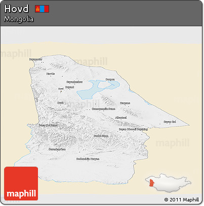 Classic Style Panoramic Map of Hovd, single color outside