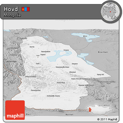 Gray Panoramic Map of Hovd