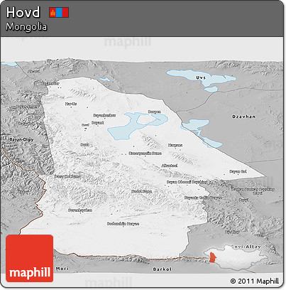 Gray Panoramic Map of Hovd
