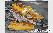 Physical Panoramic Map of Hovd, darken, desaturated