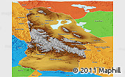 Physical Panoramic Map of Hovd, political outside