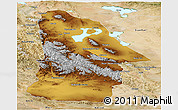 Physical Panoramic Map of Hovd, satellite outside