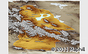 Physical Panoramic Map of Hovd, semi-desaturated