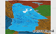 Political Panoramic Map of Hovd, darken