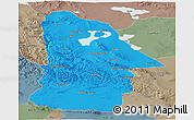 Political Panoramic Map of Hovd, semi-desaturated