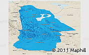 Political Panoramic Map of Hovd, shaded relief outside