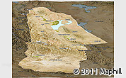Satellite Panoramic Map of Hovd, darken