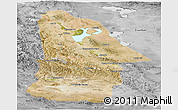 Satellite Panoramic Map of Hovd, desaturated