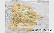 Satellite Panoramic Map of Hovd, lighten, desaturated