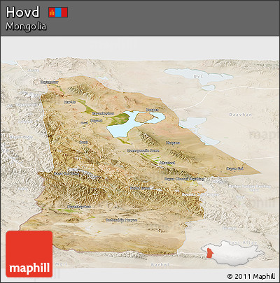 Satellite Panoramic Map of Hovd, lighten