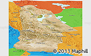 Satellite Panoramic Map of Hovd, political outside