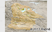 Satellite Panoramic Map of Hovd, semi-desaturated