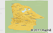 Savanna Style Panoramic Map of Hovd, single color outside