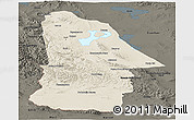 Shaded Relief Panoramic Map of Hovd, darken
