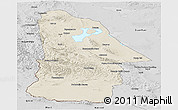 Shaded Relief Panoramic Map of Hovd, desaturated