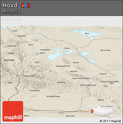 Shaded Relief Panoramic Map of Hovd