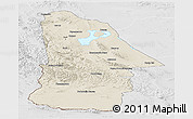Shaded Relief Panoramic Map of Hovd, lighten, desaturated