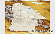 Shaded Relief Panoramic Map of Hovd, physical outside